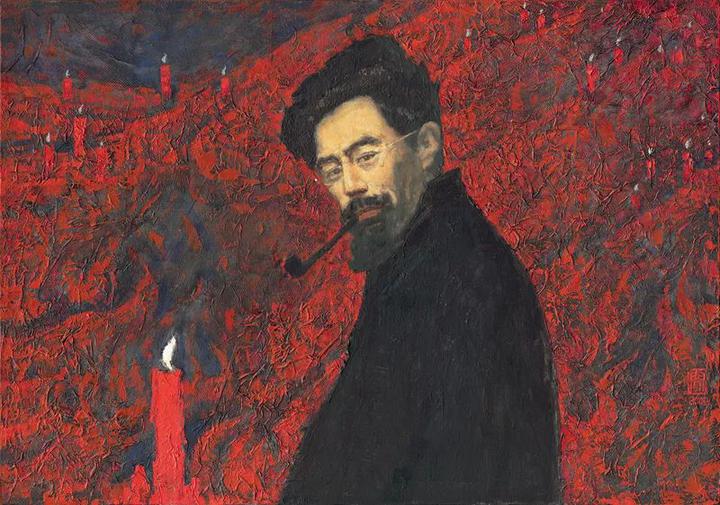 闻立鹏《红烛颂 布面油画 70×100cm 1979年