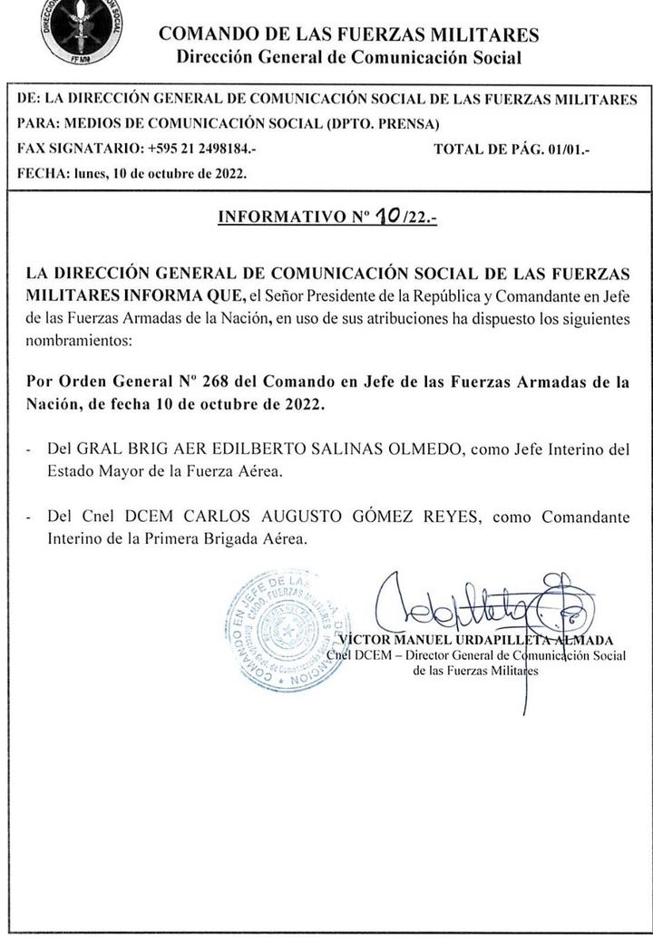 Abdo Benítez dispuso nuevos nombramientos en la Fuerza Aérea Paraguaya • El Nacional