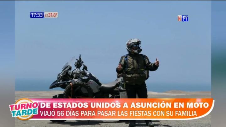 Paraguayo viajó en moto 56 días desde EEUU hasta Asunción para estar con su familia - Noticias Paraguay