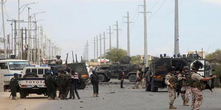 [File Image]: Italian and Somali security forces are seen near armoured vehicles at the scene of an attack on an Italian military convoy in Mogadishu, Somalia September 30, 2019.