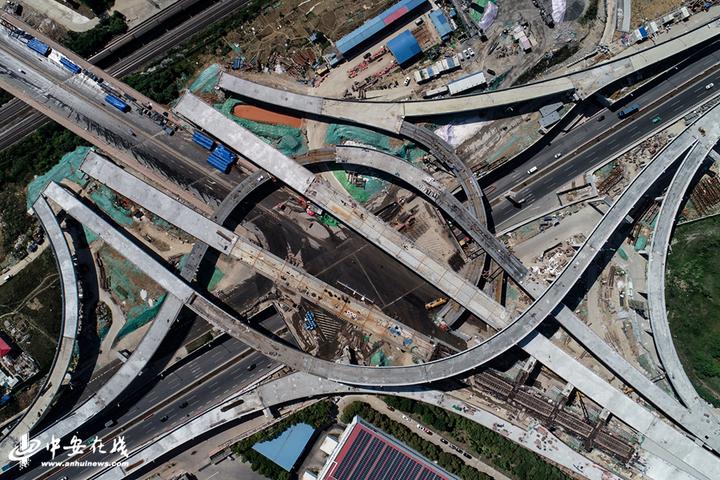 空中俯瞰合肥繁华大道集贤路互通立交工程_加纳_新闻_华人头条