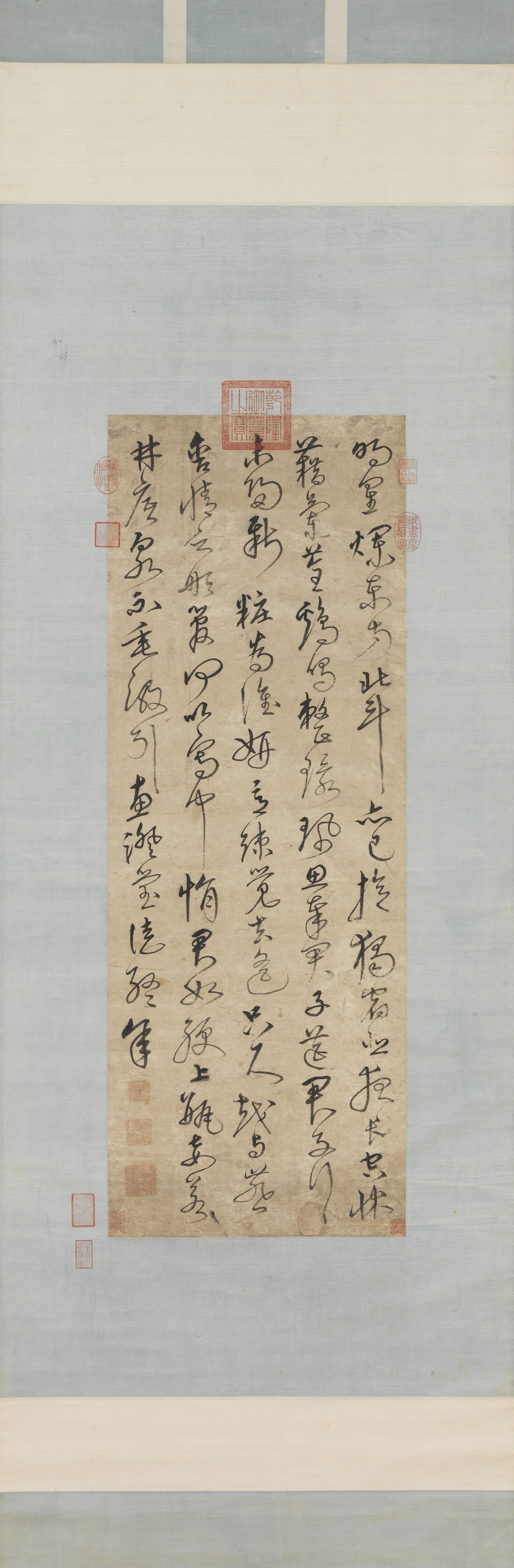 经典碑帖:沈粲《书古诗轴》,点画瘦劲,别具飞动的态势