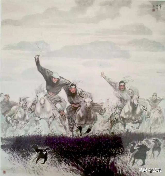 草原雄风德凤山中国水墨画艺术品鉴