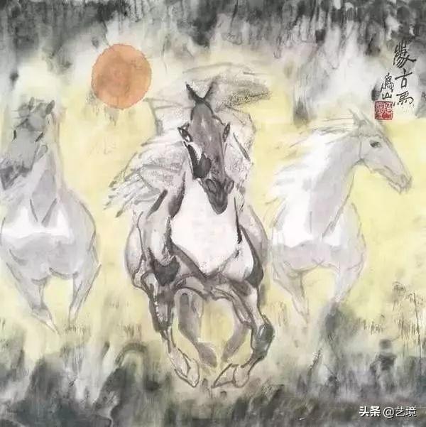 草原雄风德凤山中国水墨画艺术品鉴