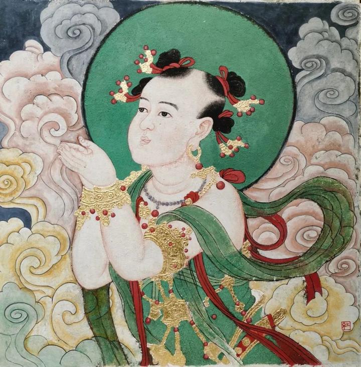 法海寺善财童子造像60x60cm综合材料敦煌57窟菩萨造像90x200cm综合