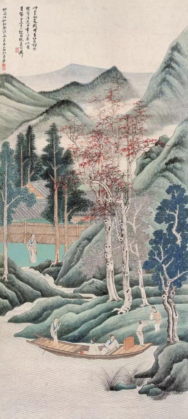 张大千 临赵孟頫秋林载酒独立寒秋1953年作 井络高秋1932年作 秋林