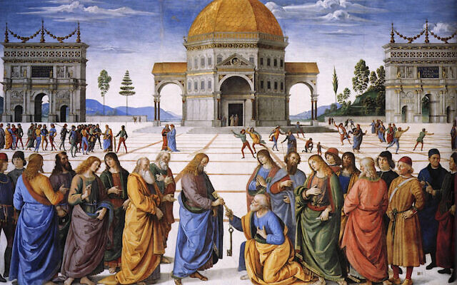 佩鲁吉诺(perugino"基督把王国的钥匙交给圣彼得,西斯廷教堂,1481