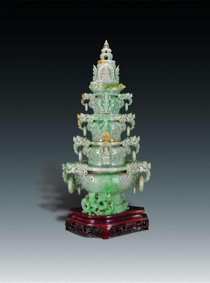 上千斤原石雕刻出的国宝翡翠宝塔惊艳世界可惜落户国外