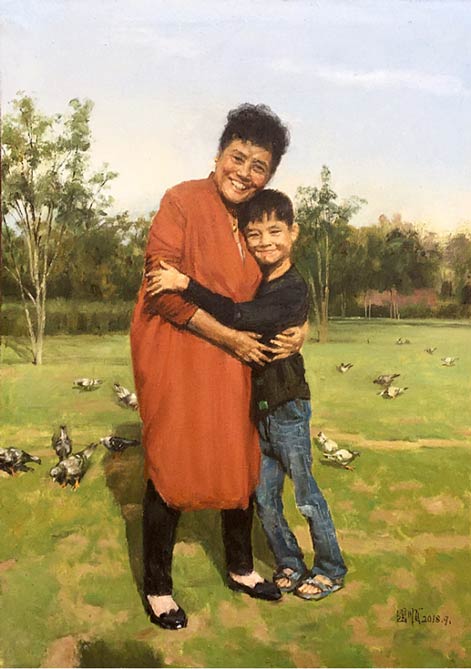 《祖孙情深》90cm×60cm