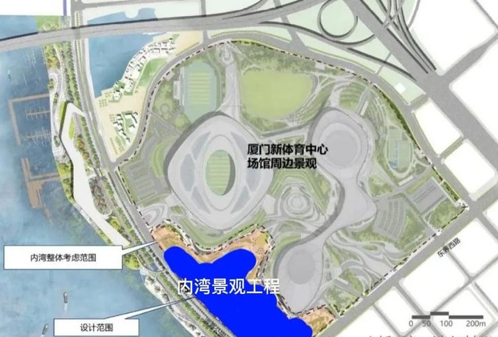此图仅为过程稿内湾工程项目位于新体育中心西南角,滨海公园大道内侧