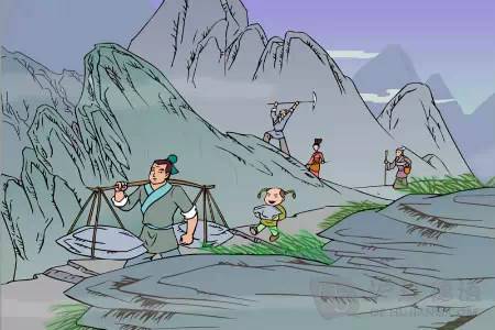 愚公家门前有两大座山挡着路,他决心把山平掉,另一个老人智叟笑他太傻