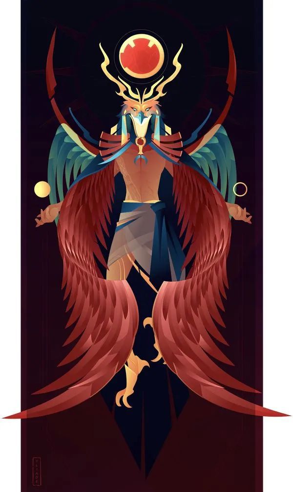 满满故事感这些埃及众神插画展现异域神话色彩