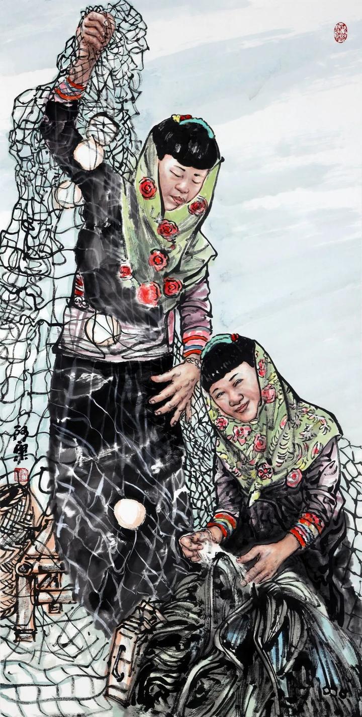 艺术家创作了多幅人物系列画作,尤其是以表现闽南风情意蕴的惠安女