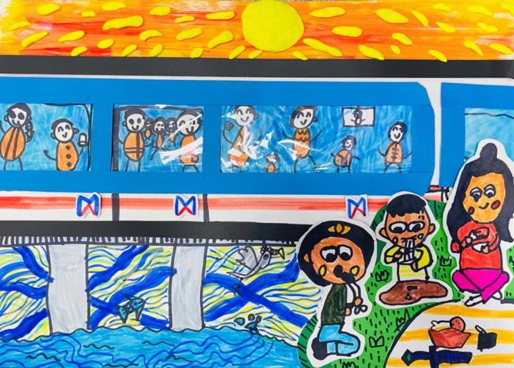 地铁内部绘画图儿童图片