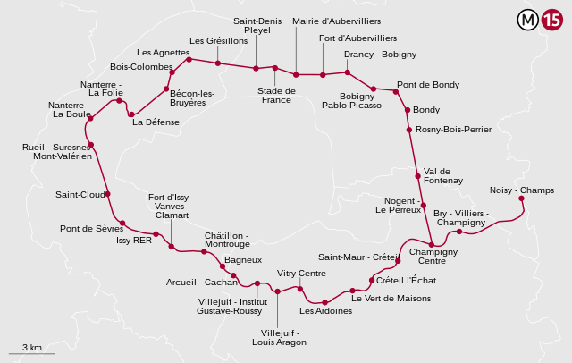 巴黎地铁15号线是巴黎地铁网络正在建设的一条线路.