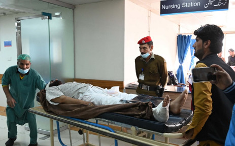 A wounded policeman gets treated at a government hospital a day after the mosque blast inside the police headquarters in Peshawar on January 31, 2023. Picture: Abdul Majeed / AFP