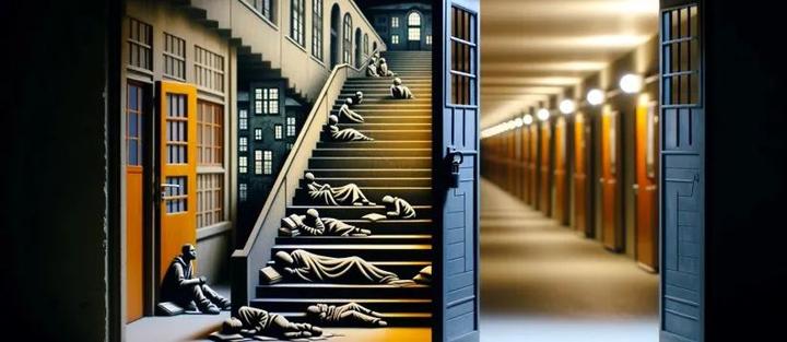 注意！瑞士难民直接睡在了留学生公寓的楼梯