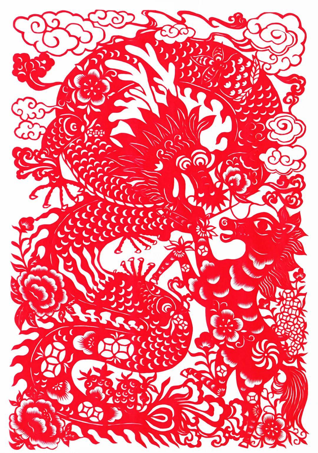中国民间剪纸微刊《百年献瑞迎新年》全国龙文化剪纸精品展览 图131