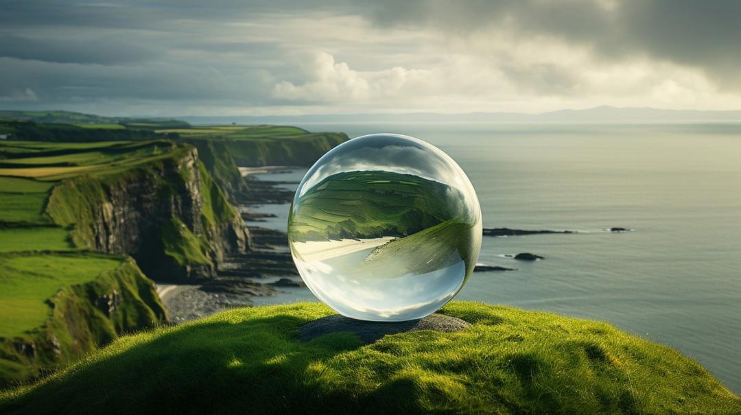 Ai产生的, 玻璃球, 水晶球, 地球, 绿色地球, 绿色星球, 环境日