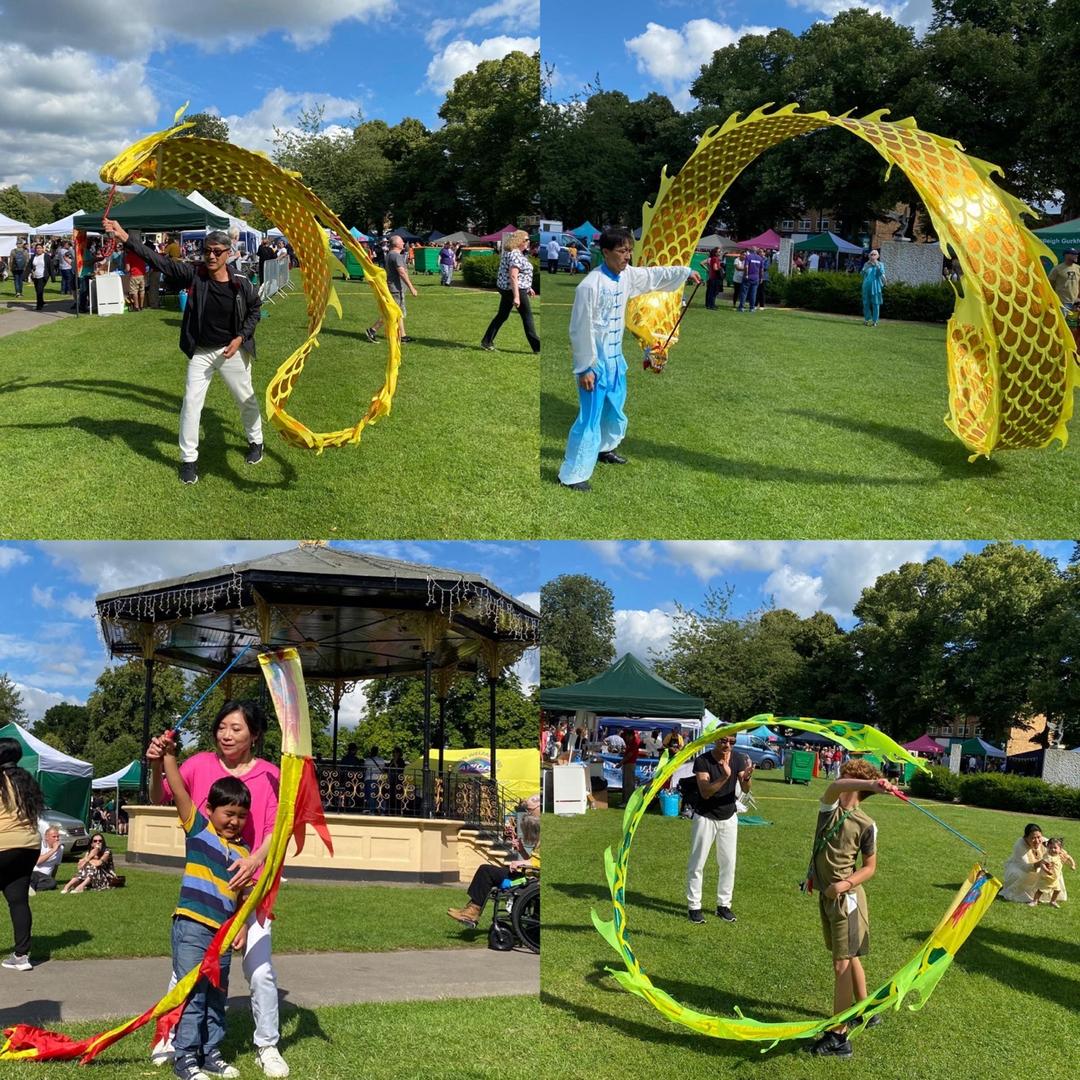 A collage of people standing in a park

Description automatically generated