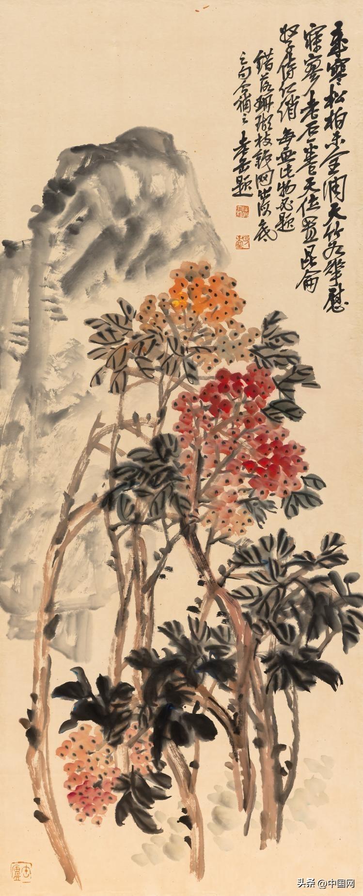 昌碩 花卉圖 紀念吳昌碩誕辰180週年——《吳昌碩四季花卉六扇屏風》精品鑒析_