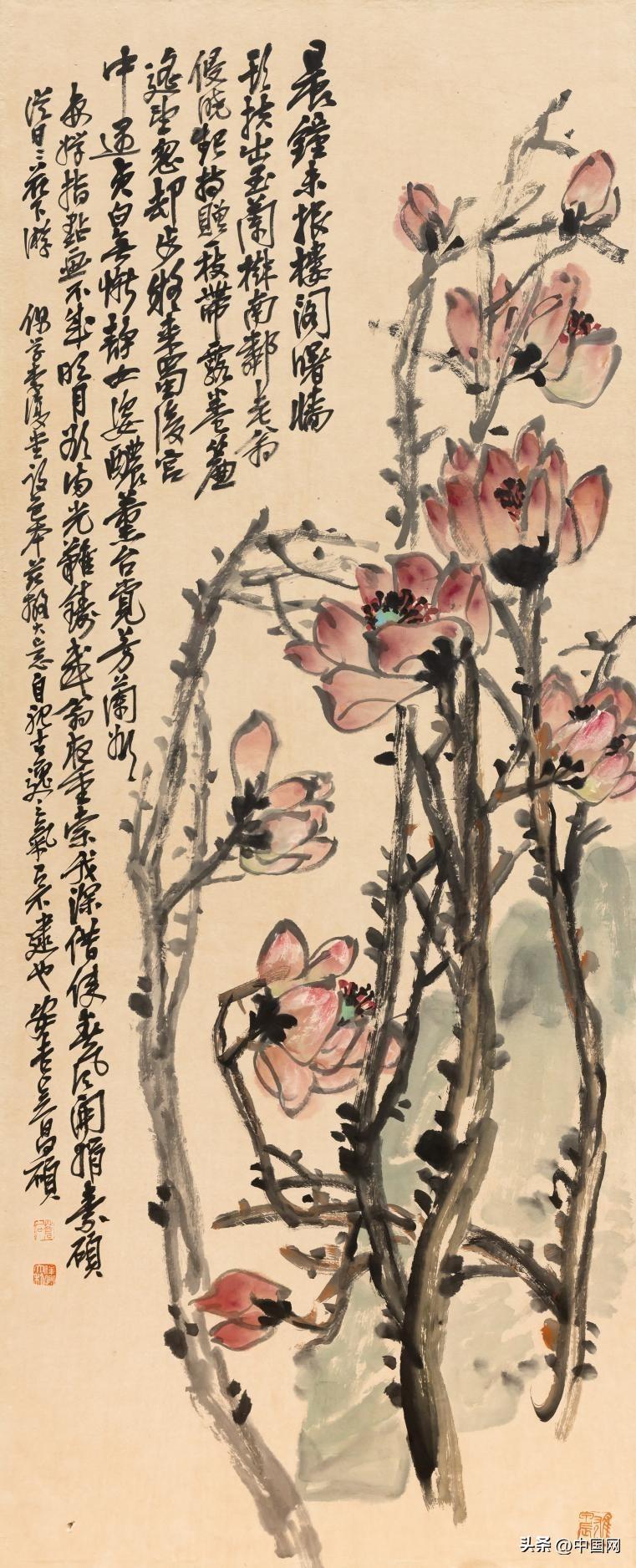 珍品稀少品 花卉 吳昌碩 肉筆紙本 吳昌碩秋菊| Wu Changshuo, Chrysanthemums | Inkspiration