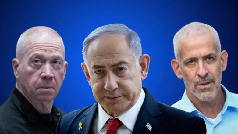 Yoav Gallant, Benjamin Netanyahu, and Ronen Bar