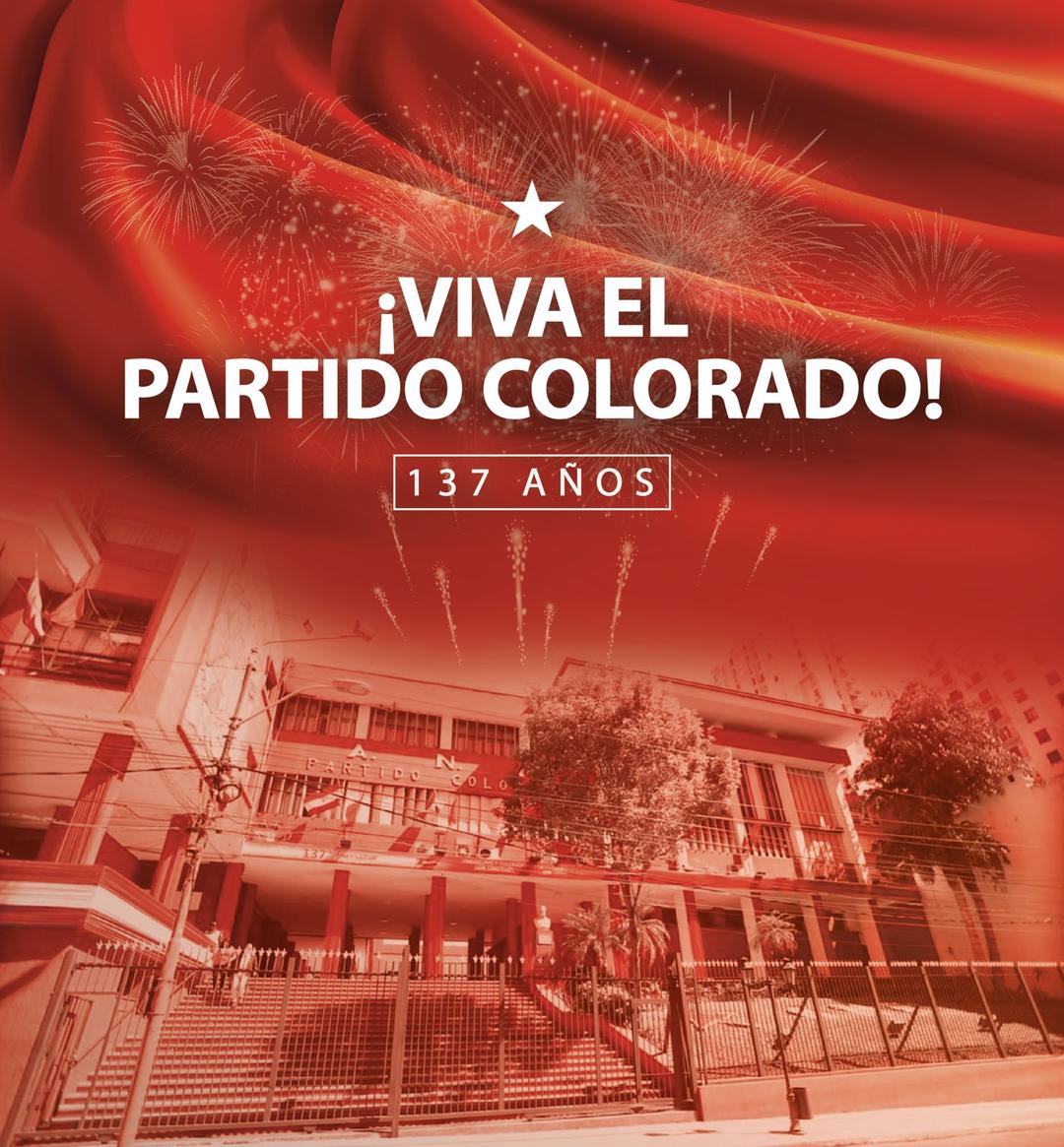 ANR - Paraguay on X: "Feliz 137 años de historia. ¡Viva el Partido Colorado!  #UnPartidoAlServicioDelPaís https://t.co/dWaGP3AEpn" / X