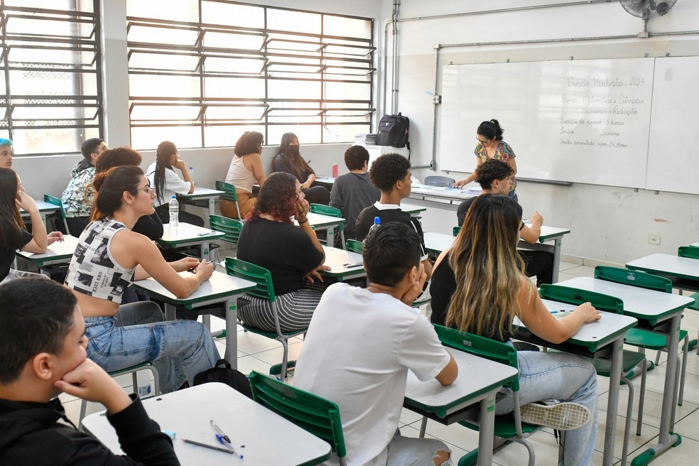 Alunos da rede estadual de de SP — Foto: Reprodução/Governo de SP