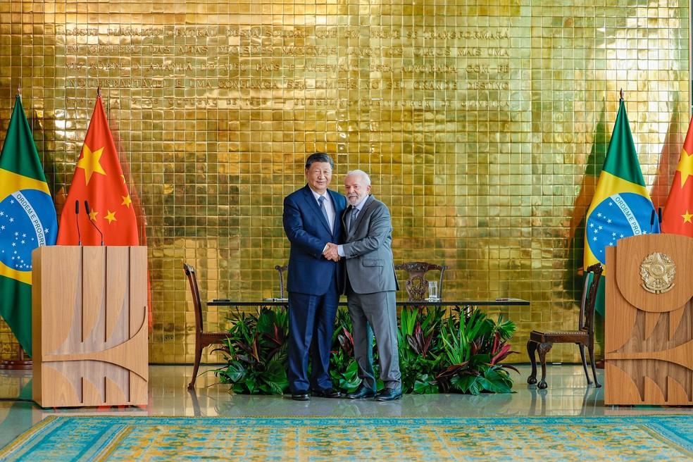 Lula recebeu Xi Jinping na residência oficial do Palácio da Alvorada, em Brasília — Foto: Ricardo Stuckert/PR