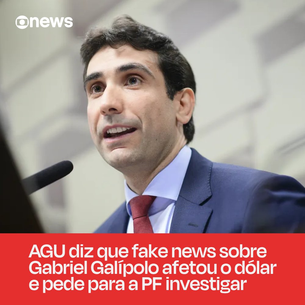 GloboNews on X: "A Advocacia-Geral da União (AGU) acionou a PF pra  investigar uma notícia falsa publicada nas redes sociais sobre o futuro  presidente do Banco Central, Gabriel Galípolo. De acordo com