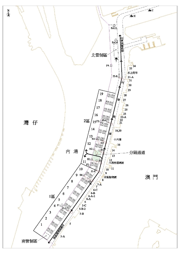 內港漁船錨地火警疏散路線圖