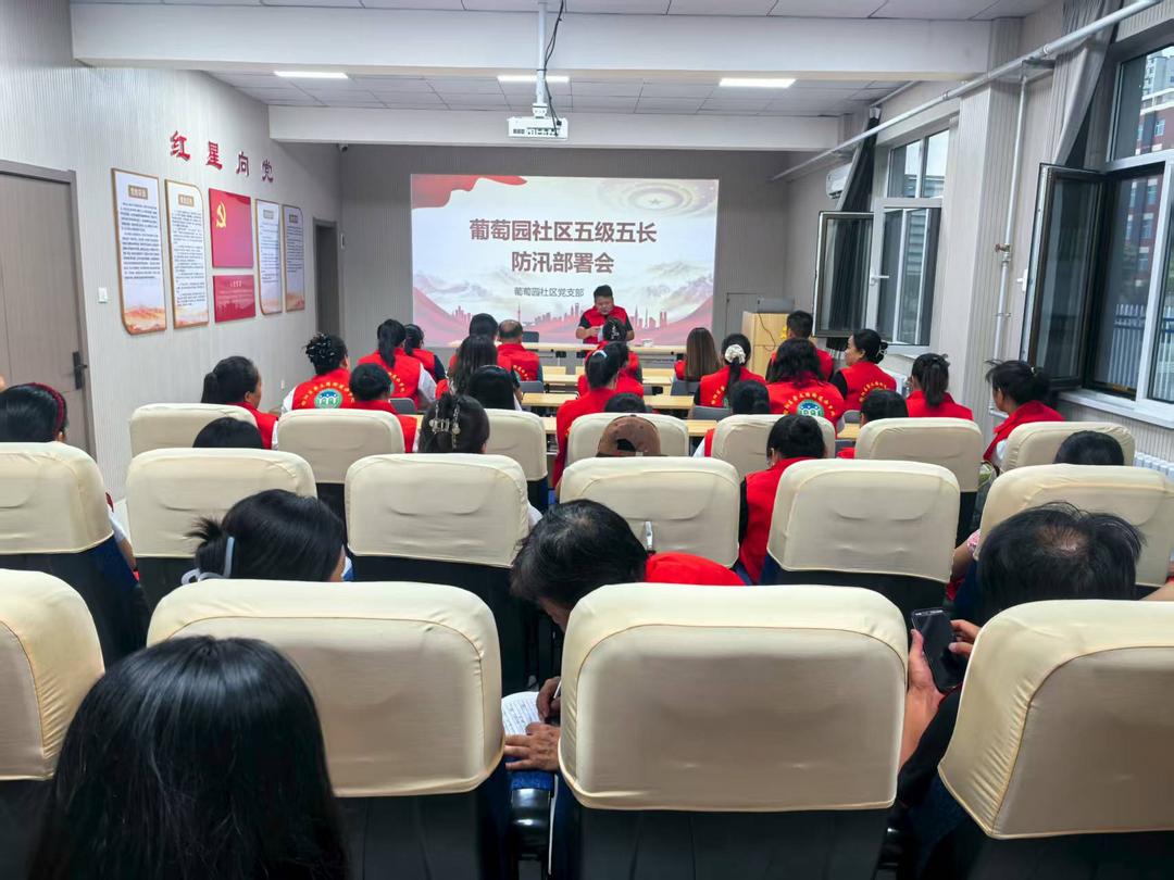 崇文路街道葡萄园社区闻“汛”而动 召开“五级五长”防汛应急和安全排查部署会