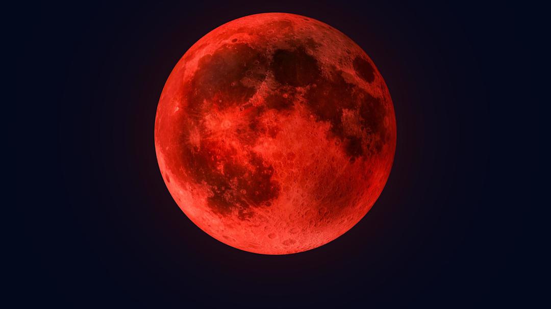 于今天晚上11点27分开始出现,在全食阶段,月亮还会化身为通红的"血月"