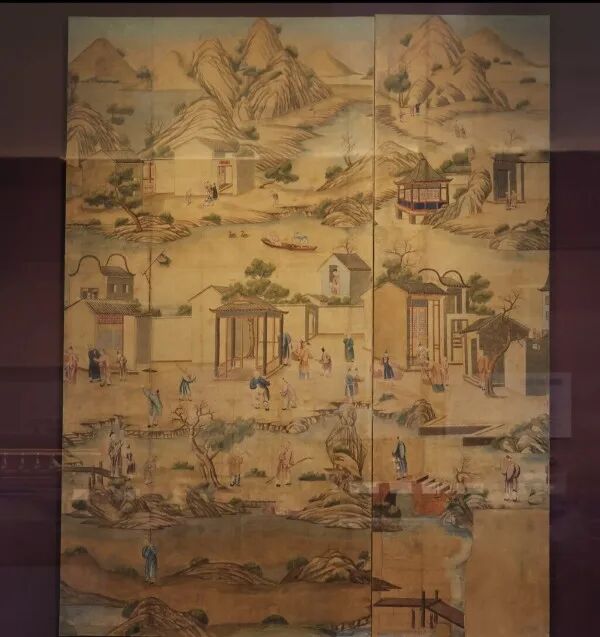 清乾隆农耕商贸图外销壁纸