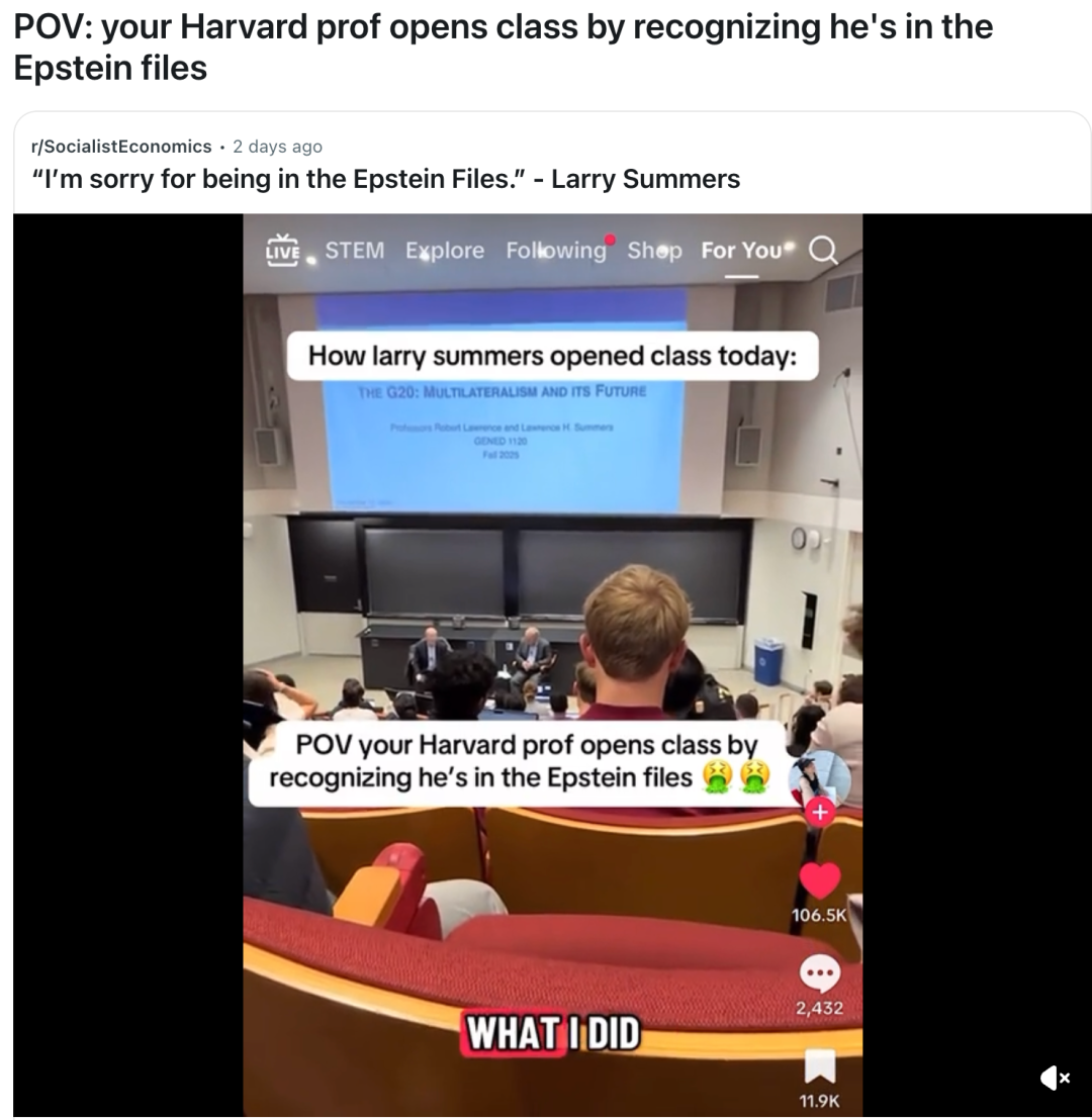 天塌了！我的教授在爱泼斯坦名单里？？”_全球_新闻_华人头条