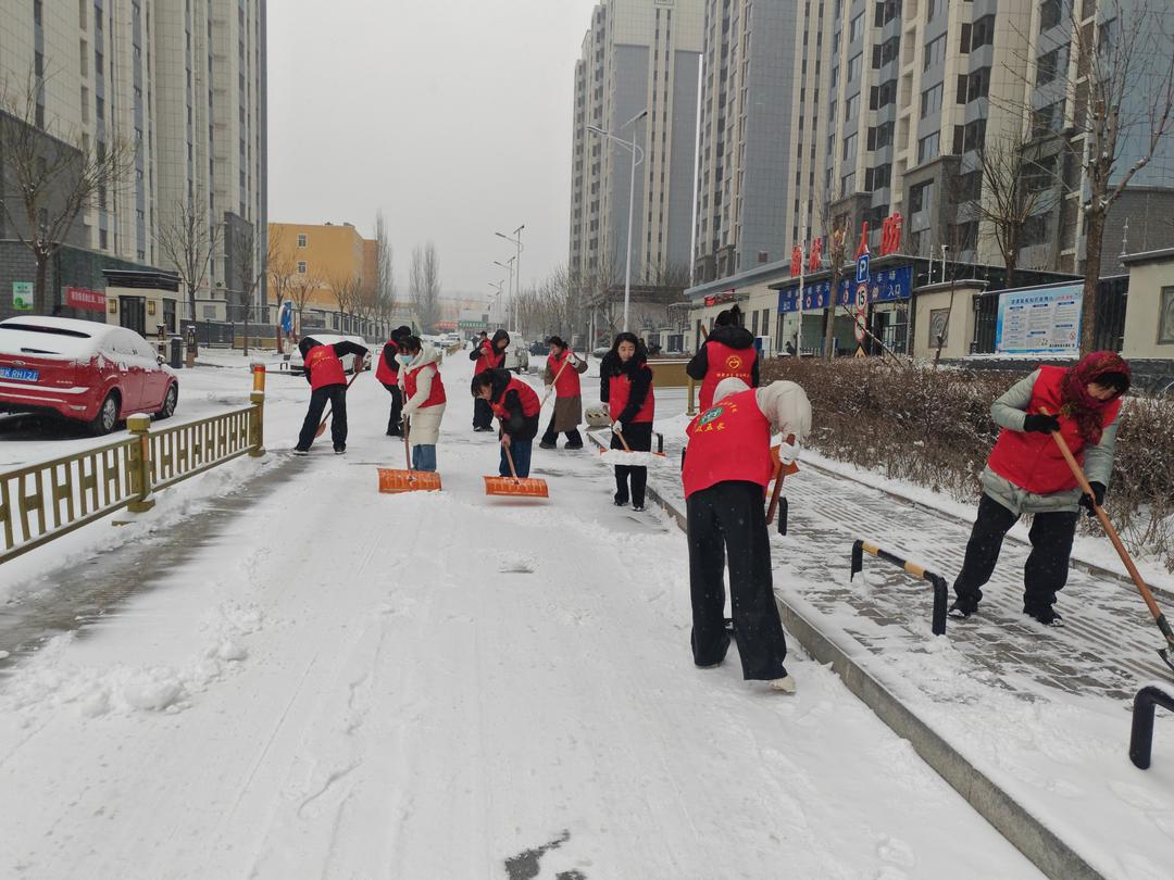 冬日暖红！榆林寨城庄社区志愿者雪中清路暖人心