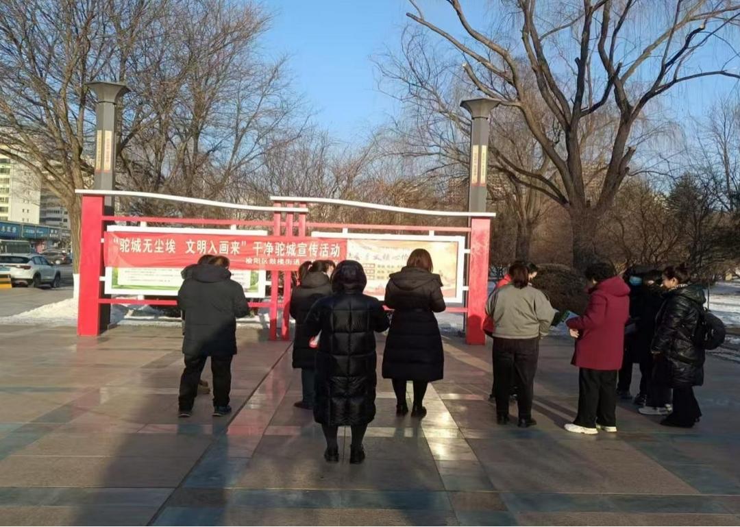 榆阳区鼓楼街道二里半社区开展“驼城无尘埃 文明入画来”主题宣传活动
