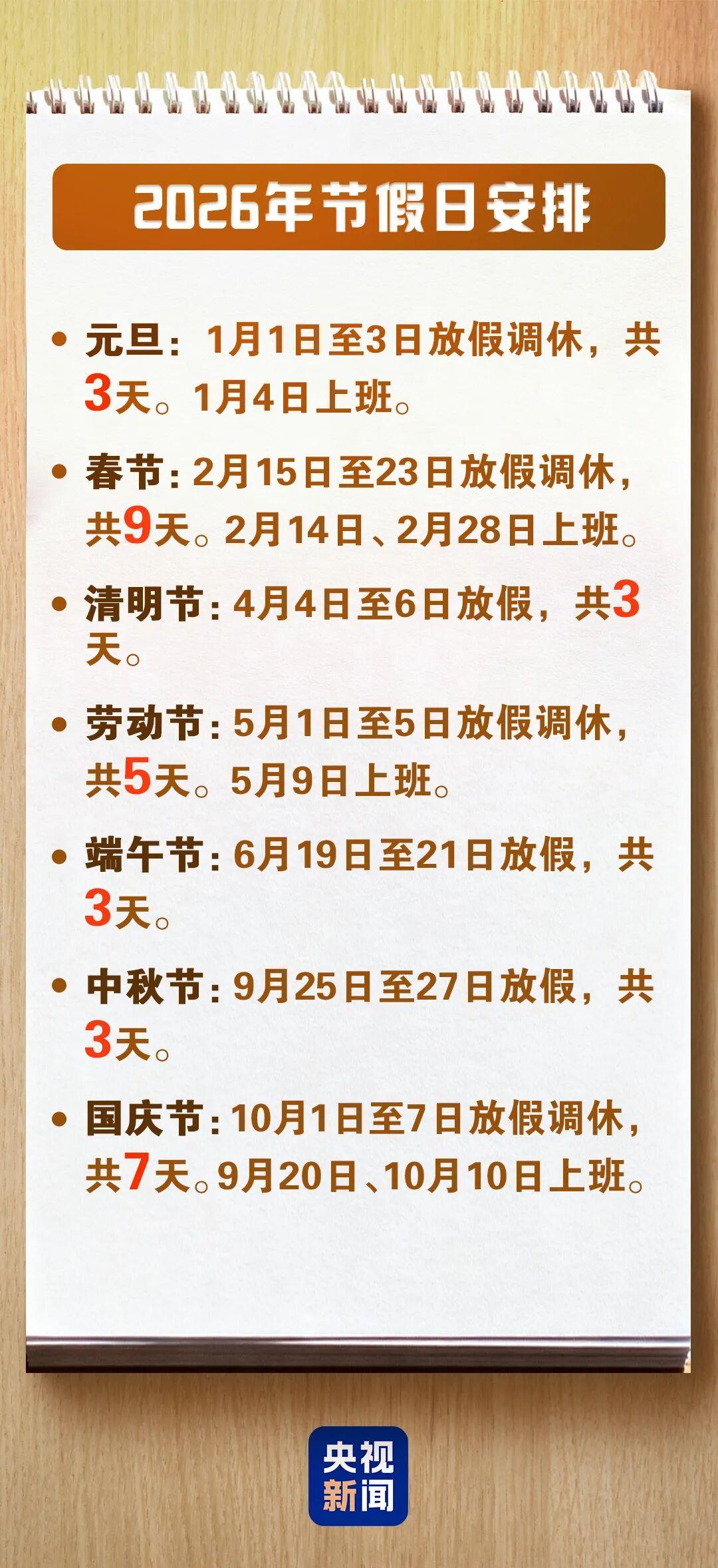 元旦假期将至！2026全年放假日历出炉_苏里南_新闻_华人头条