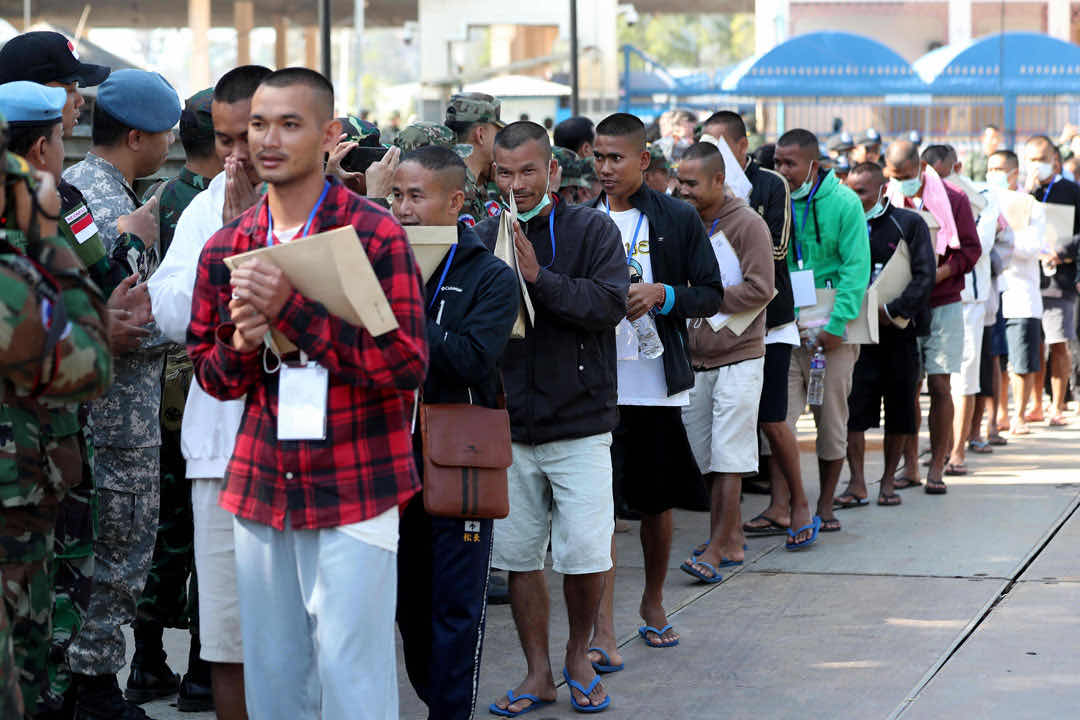 泰将18名柬埔寨士兵在拜林省边境检查站遣返回柬