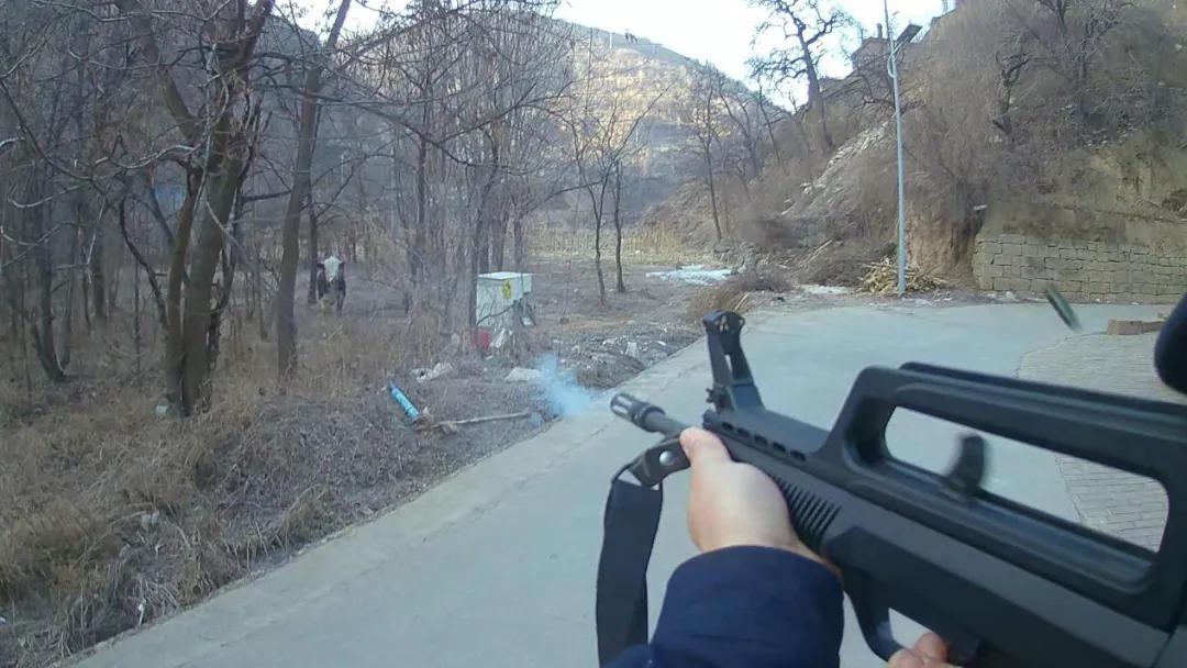 子洲公安民警击毙疯牛瞬间